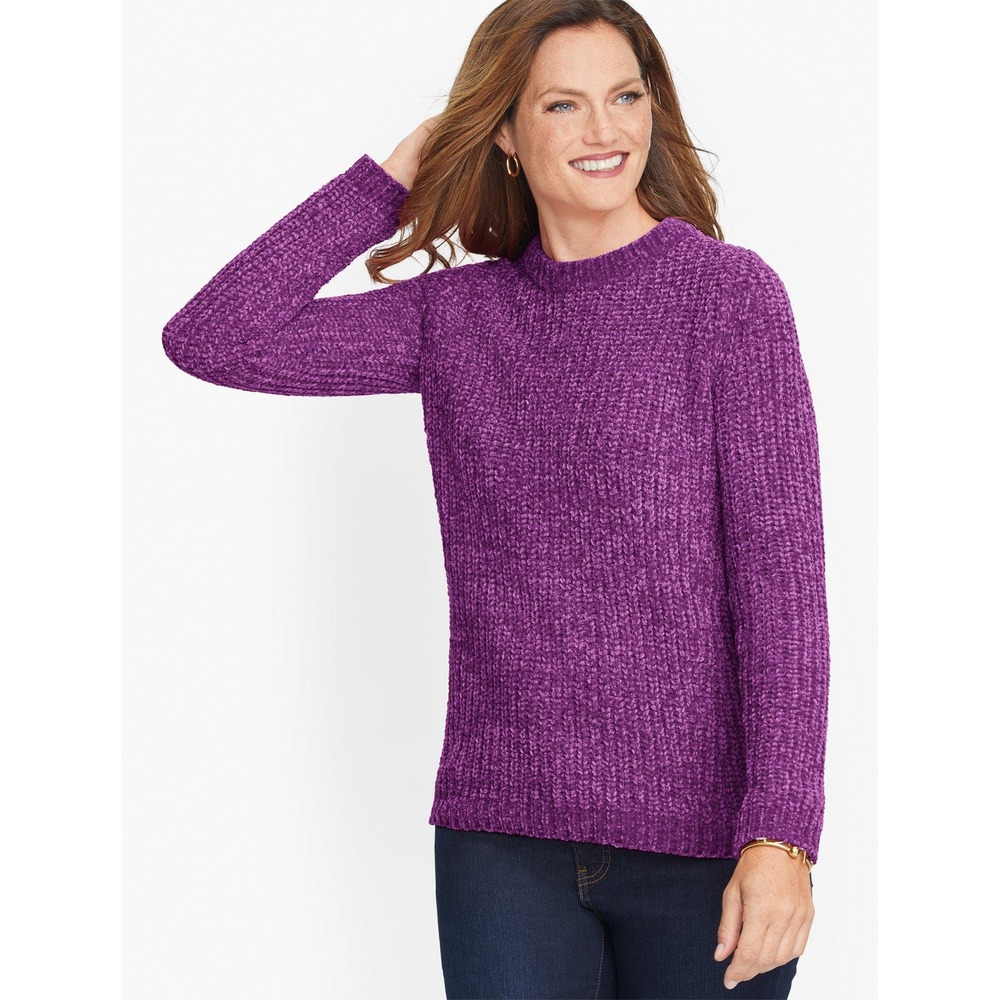 Talbots Plus Womens Purple Cozy Chenille Crewneck Sweater 3X Plus Size‎ NWT